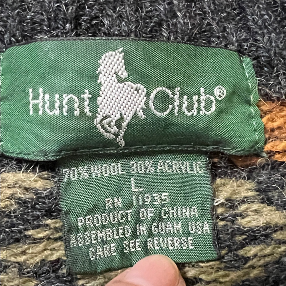 Vintage Hunt Club Wool-Blend Crewneck Sweater Multicolor Geometric Pattern Sz L - Picture 6 of 6